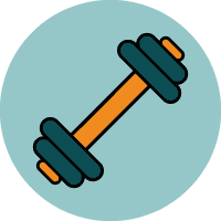 ICON OF A WEIGHT OVER AN AQUA CIRCLE